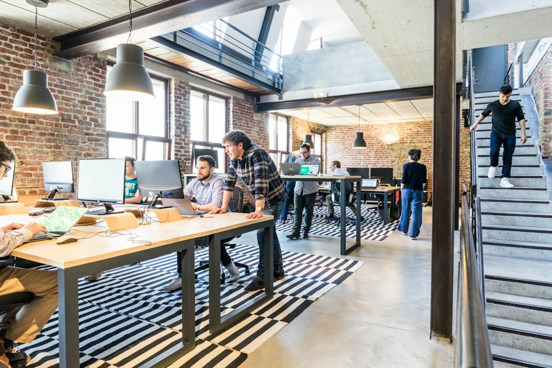 Digital marketing strategy team collaborating in a modern office